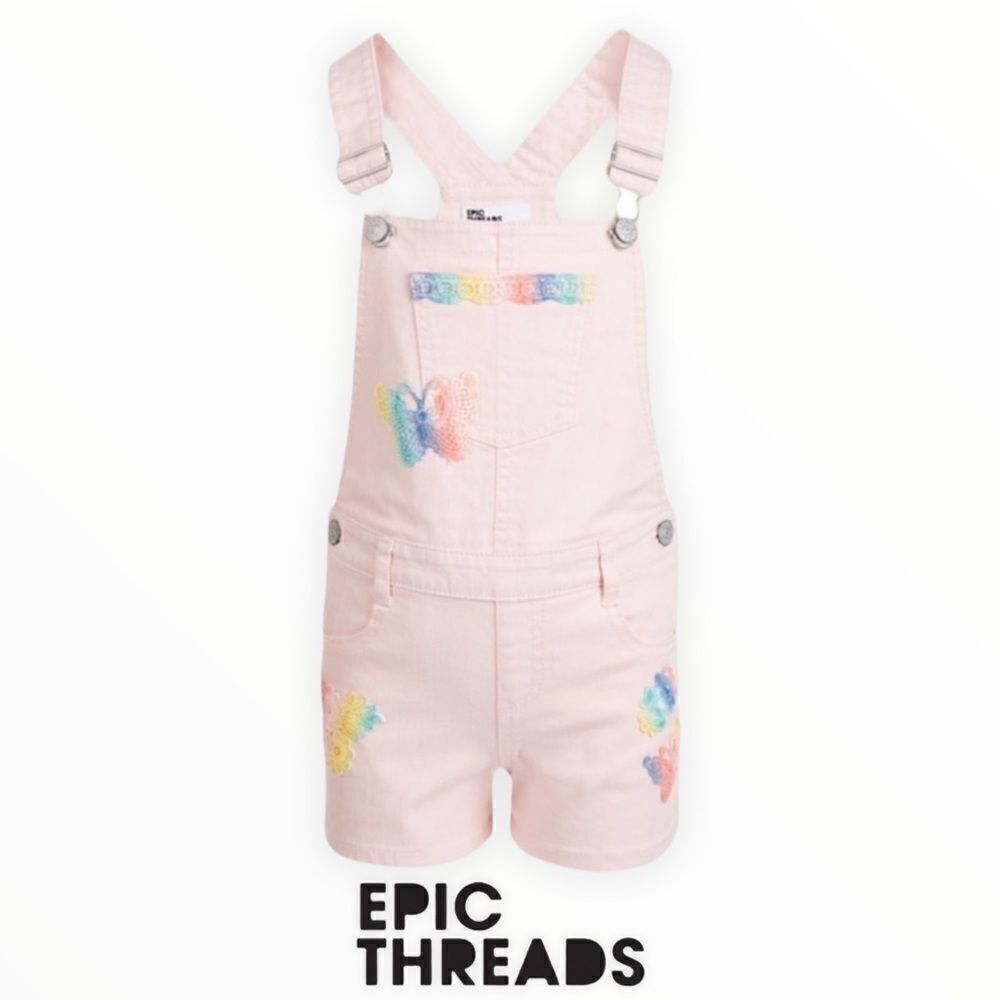 EPIC THREADS | Pink | Butterfly Crochet Trim Twill Shortall